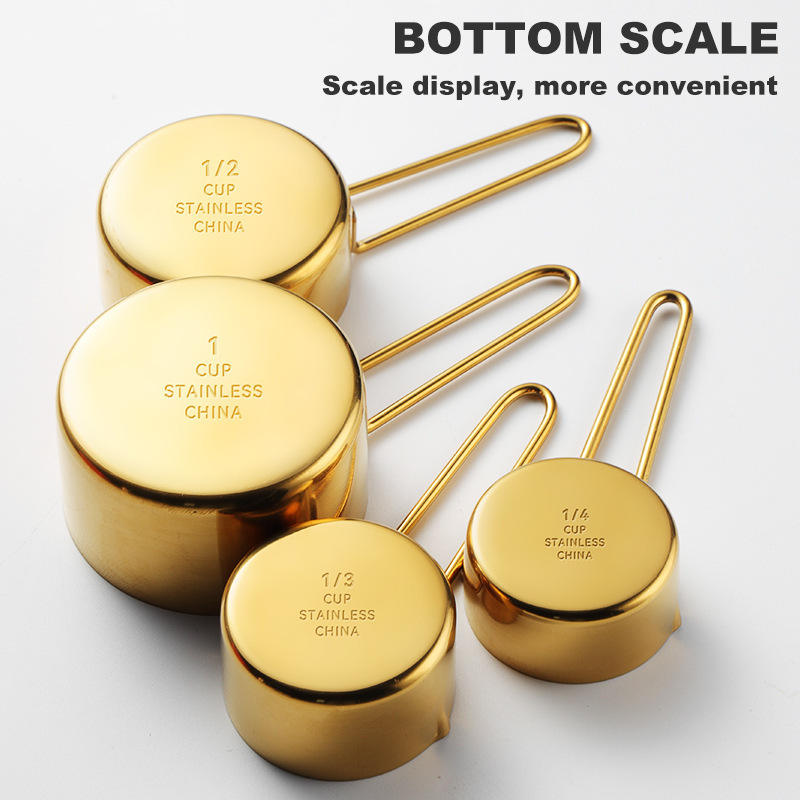 Stackable Stainless Steel Measuring Cups and Spoons Set with Engraved Marking Ruler for Baking and Liquid Measurement