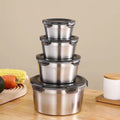 Sale 3/5 Piece Food Storage Container Set 304 Stainless Steel with Lid for Kitchen/Breakfast/Travel