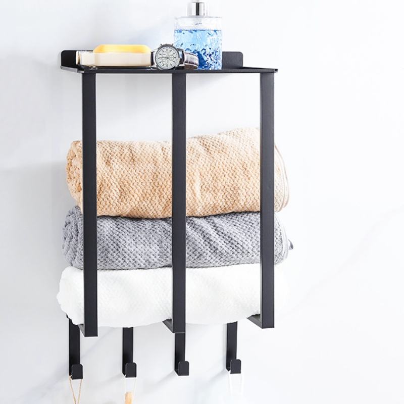 Multifunctional Wall-Mounted Towel Holder Shelf with Large Capacity for Bathroom and Toilet