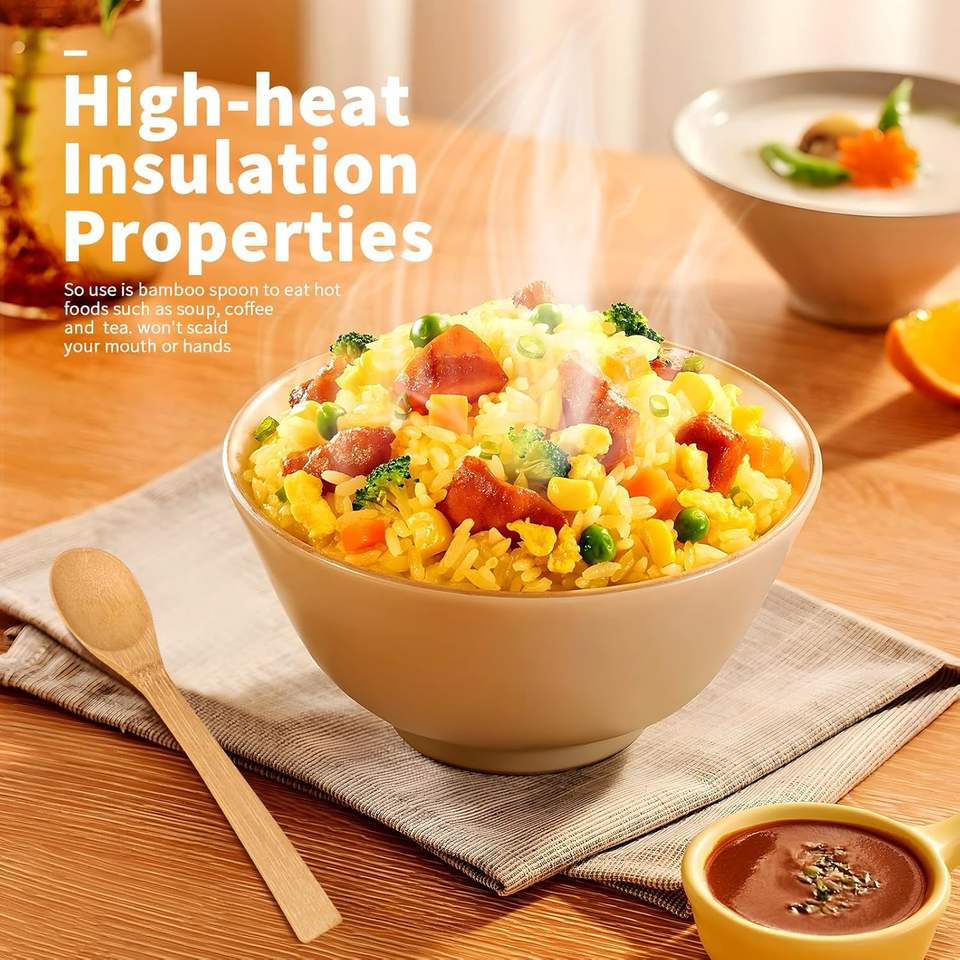 Modern Bamboo Long Handle Spoon Cutlery Set Heat-Resistant Kitchenware for Party for Honey/Coffee/Coconut Oil Soup More