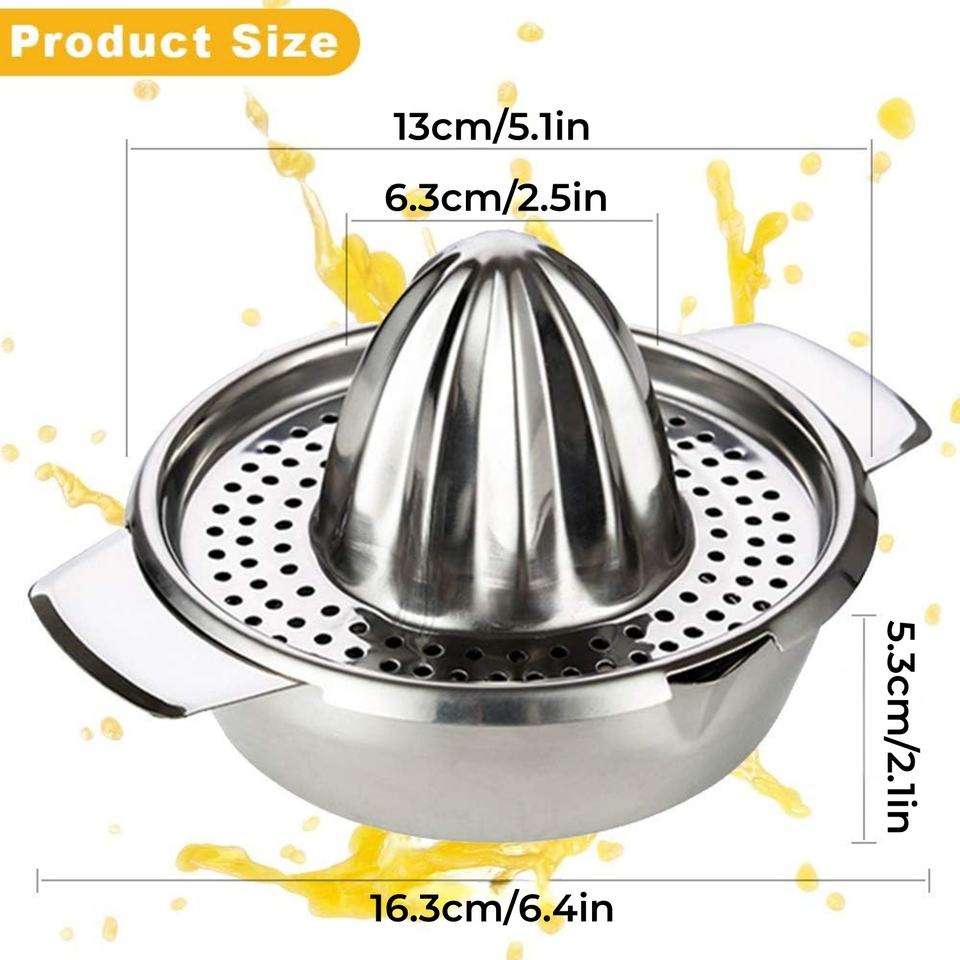 Manual Stainless Steel Lemon Juice Press with Filter and 10oz Cups