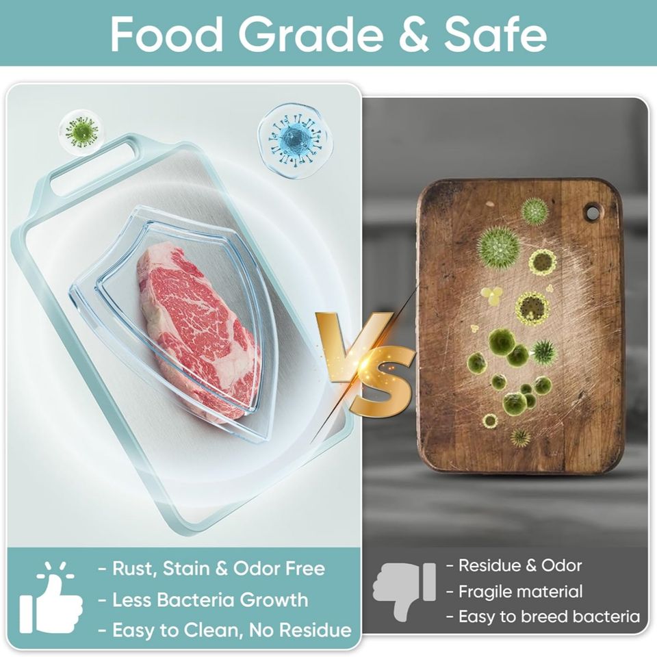 Double-Sided Stainless Steel Cutting Board – Thawing Fruit, Mold-Resistant, Antibacterial, for Kitchen & Dorm