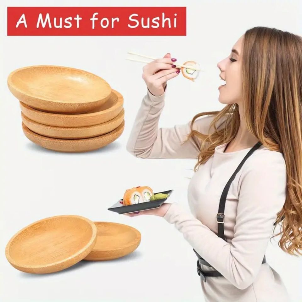 Mini Bamboo Dip Sauce Bowls for Home Use - Ideal for Jam, Sushi, Ketchup, Barbecue Sauce, and Fast Food Restaurants