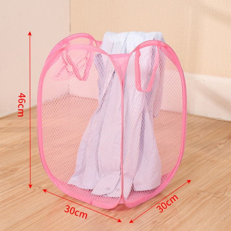 Portable Mesh Pop-Up Laundry Basket with Handle
