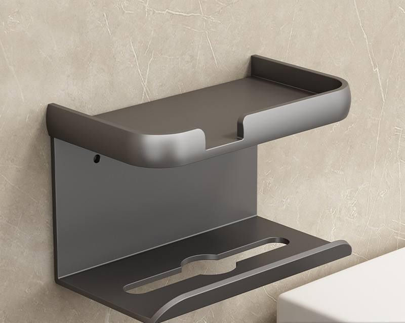 Aluminum Funny Wall Self-Adhesive Tissue Roll Paper Holder No Drill with Storage Shelf