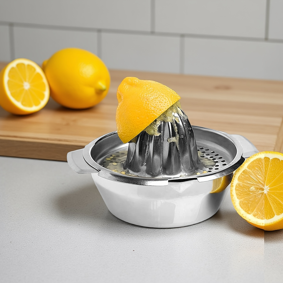 Stainless Steel Manual Citrus Juicer, Multifunctional, Dishwasher-Safe