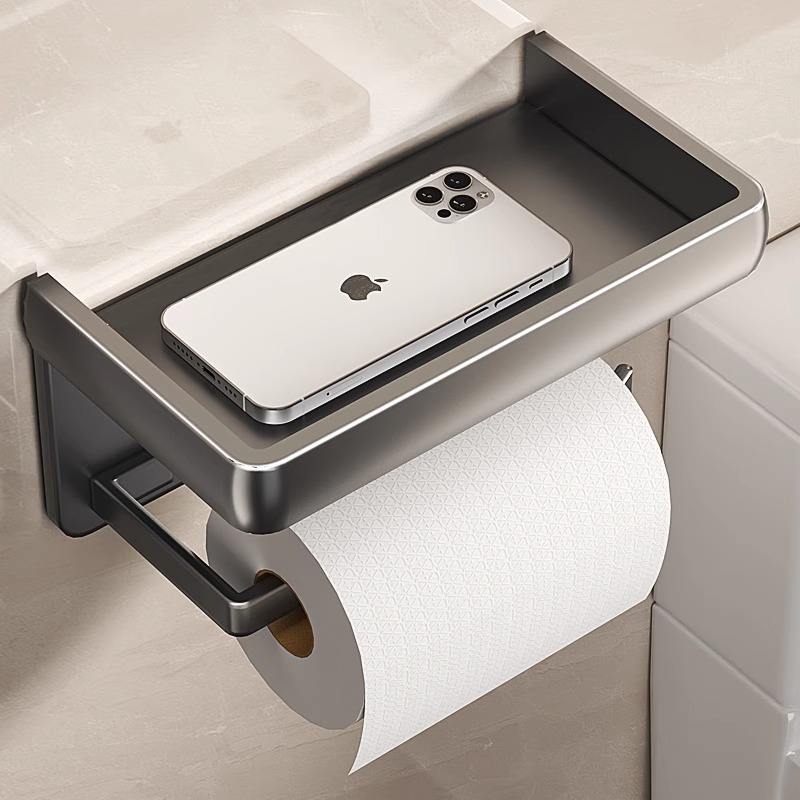 Self-Adhesive Toilet Paper Holder with Phone Shelf