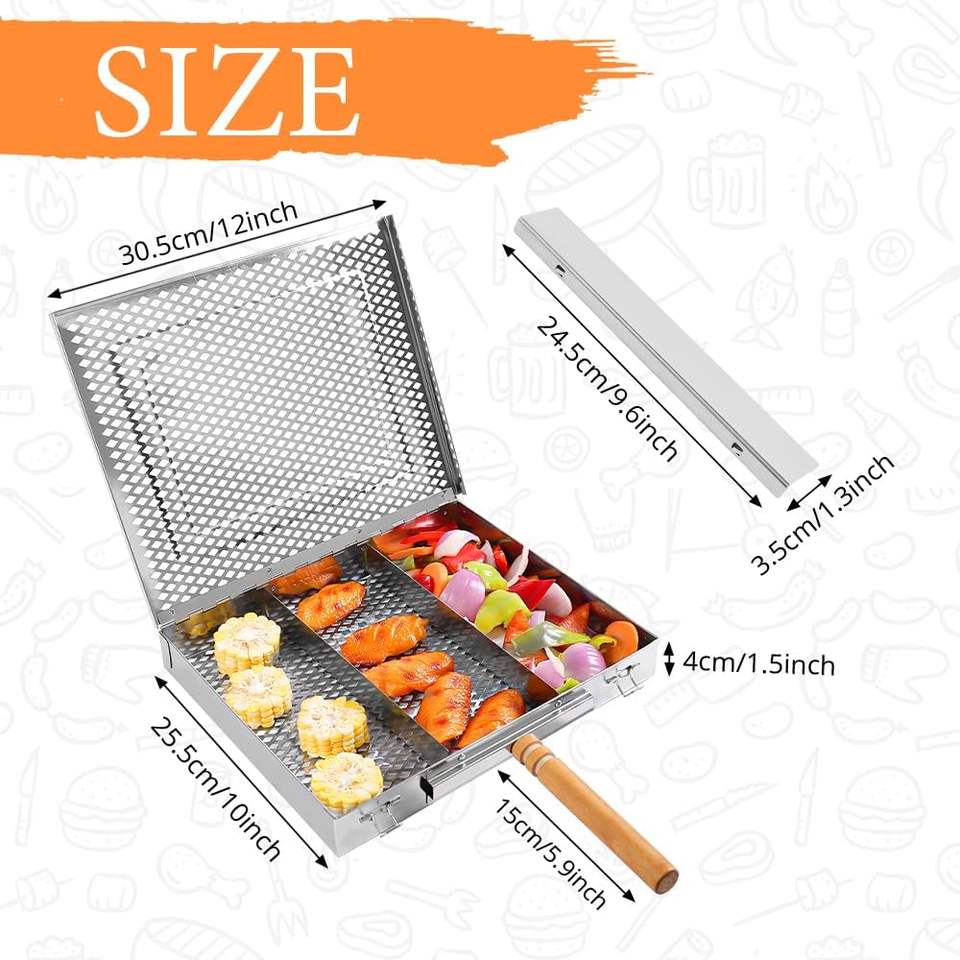 Durable Stainless Steel Outdoor Leisure Grill Plate with Grilled Fish Pan Tool