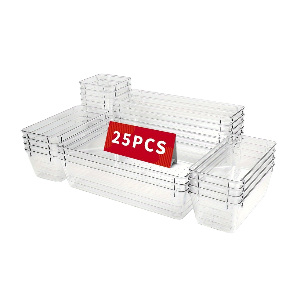 Modern Rectangular Plastic Organizer Set with 25/37 Drawers for Cosmetics, Kitchen, and Office
