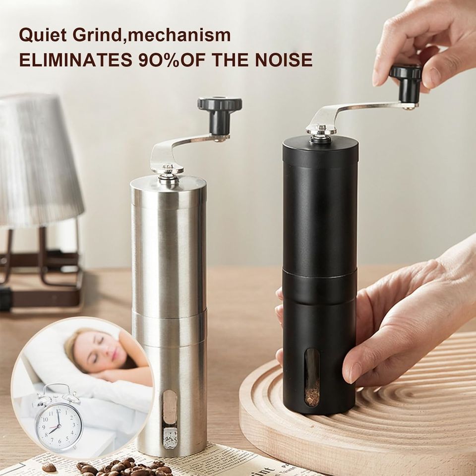 Adjustable Commercial Hand Coffee Grinder in Stainless Steel with Manual Bean Grinder and Ceramic Burr