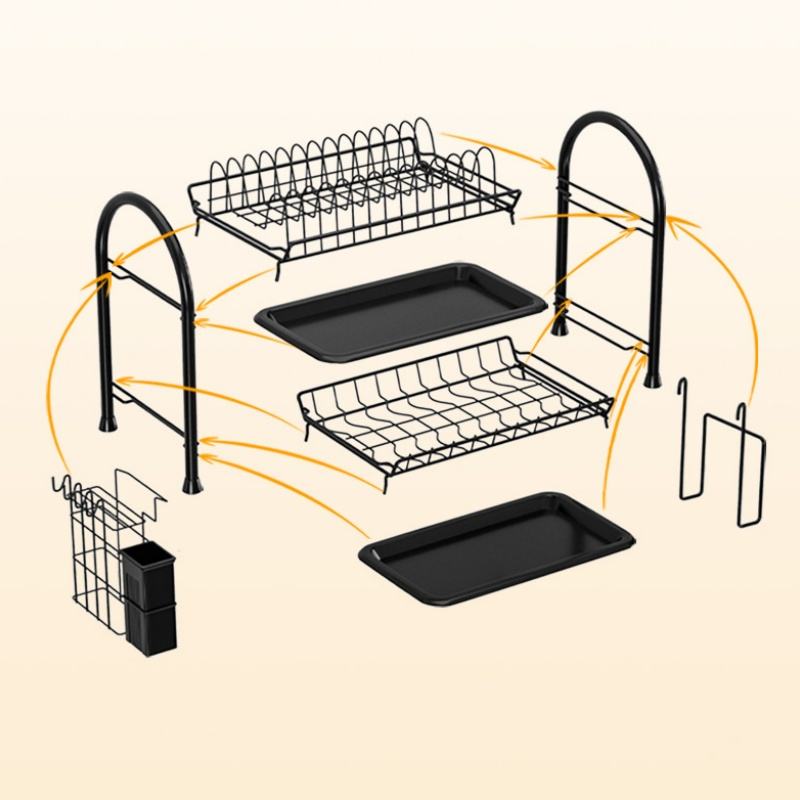 High-Quality Double-Layered Kitchen Shelf - Multi-functional Drain Rack