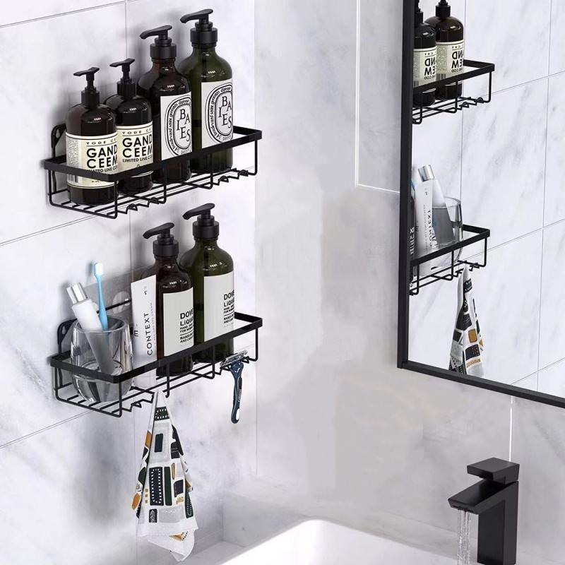 Modern Multifunctional Metal Shelf Shower Caddy Bathroom Corner Storage Organizer Toilet Rack