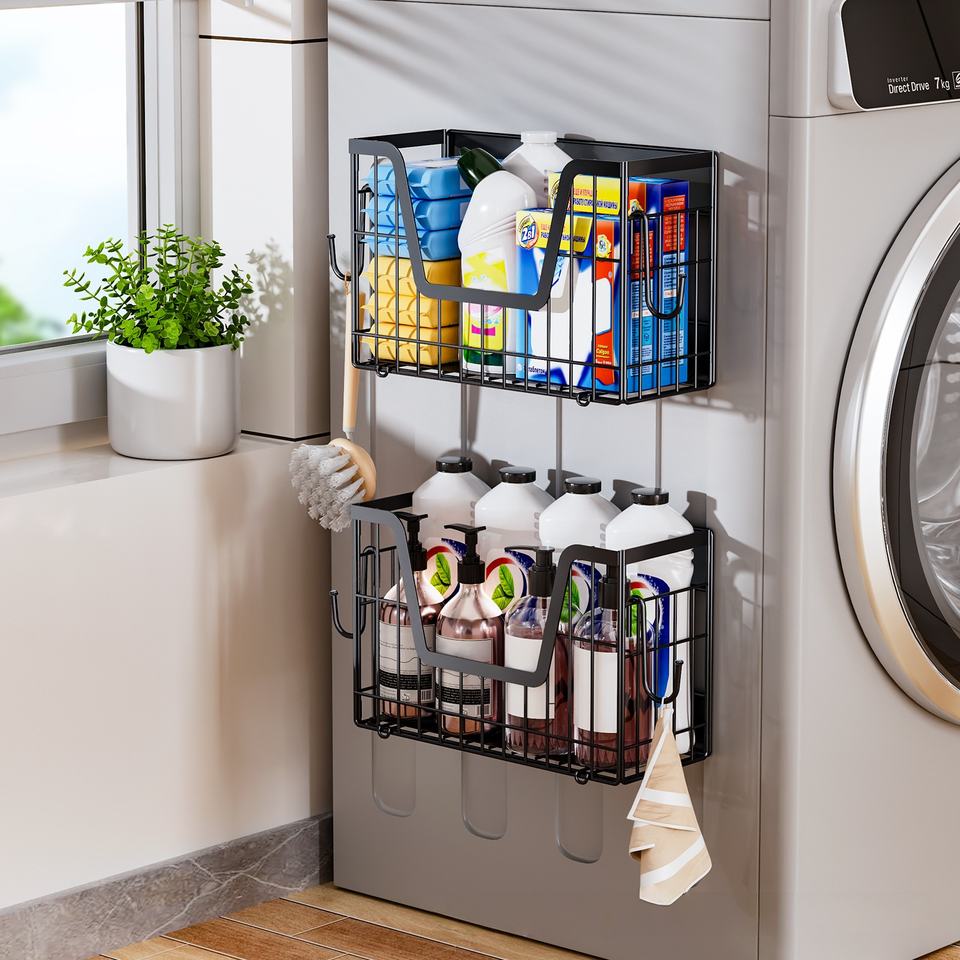 Magnetic Fridge Hook Foldable Refrigerator Side Shelf Wrap & Condiment Storage Basket Kitchen Magnetic Shelf