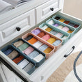 Multi-Compartment Sock Storage Box Space-Saving Plastic Underwear Organizer for Bedroom/Home/Dorm