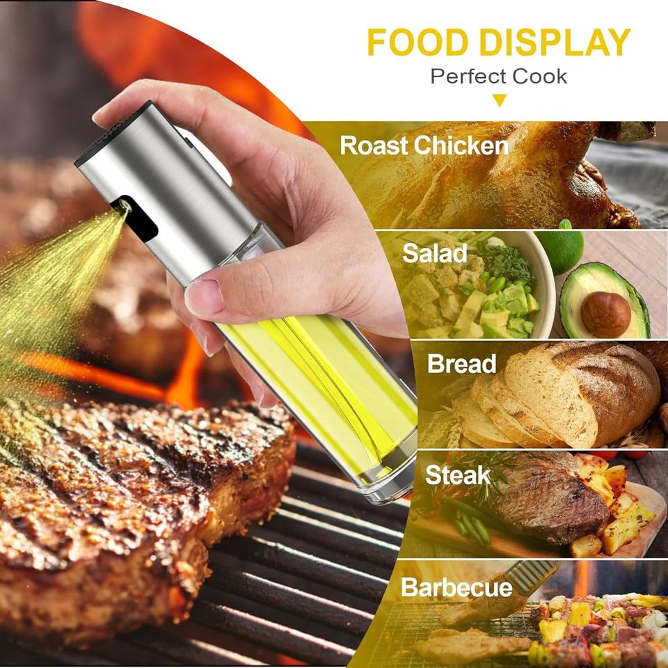 Kitchen Oil Spray Bottle - 100ml Olive Oil Sprayer for Air Fryer and Cooking, Glass Material