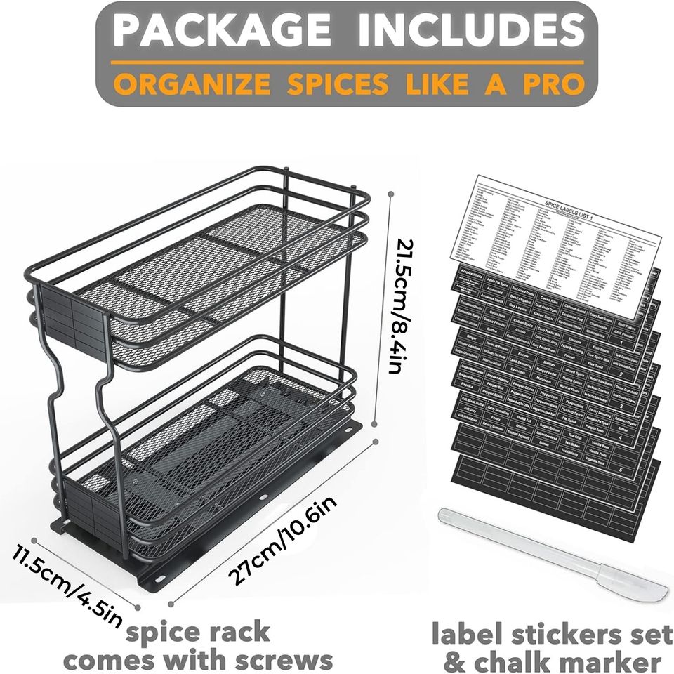 2-Tier Bestseller Classic Style Metal Spice Rack Organizer