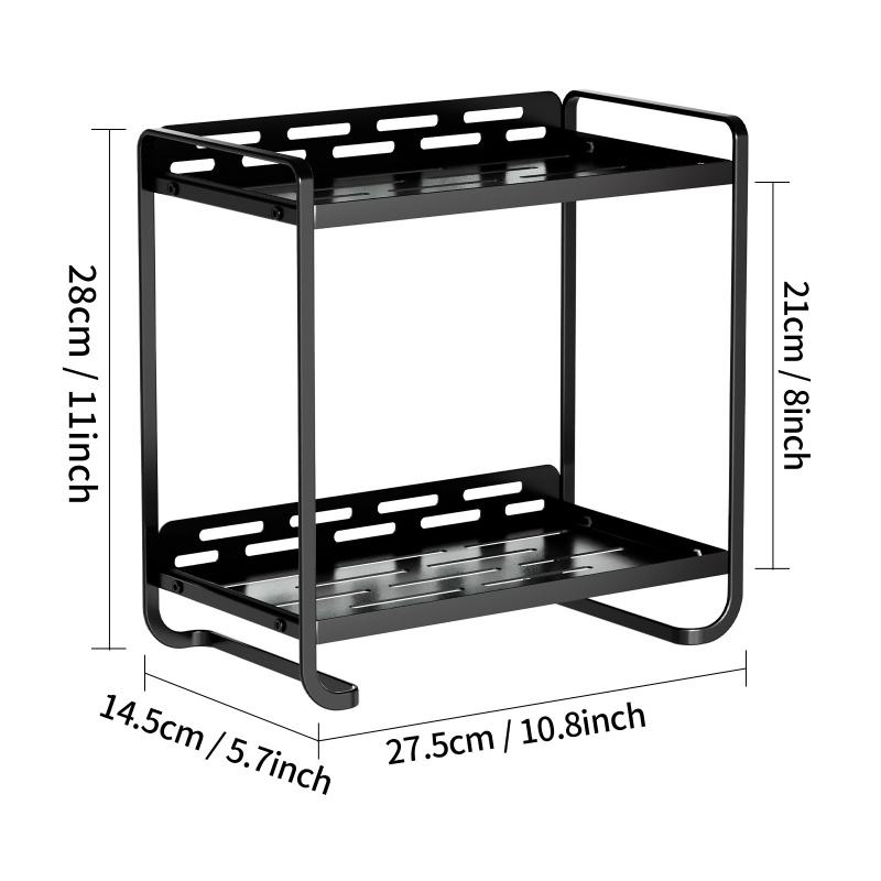 Double-Layer Metal Storage Shelf for Cosmetics and Kitchen