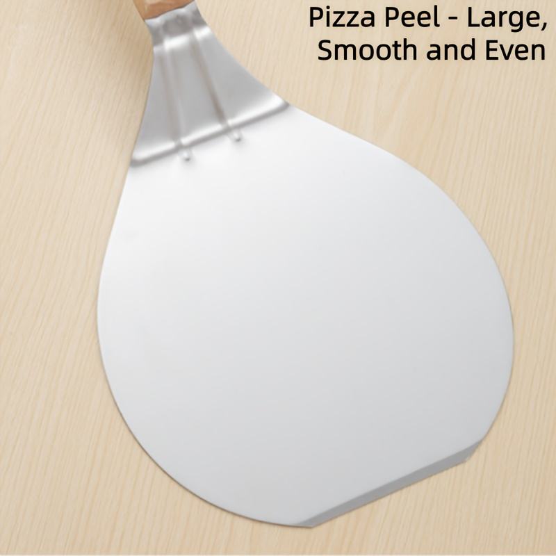 3-Piece Sustainable Stainless Steel Pizza Cutter Set with Wooden Handle