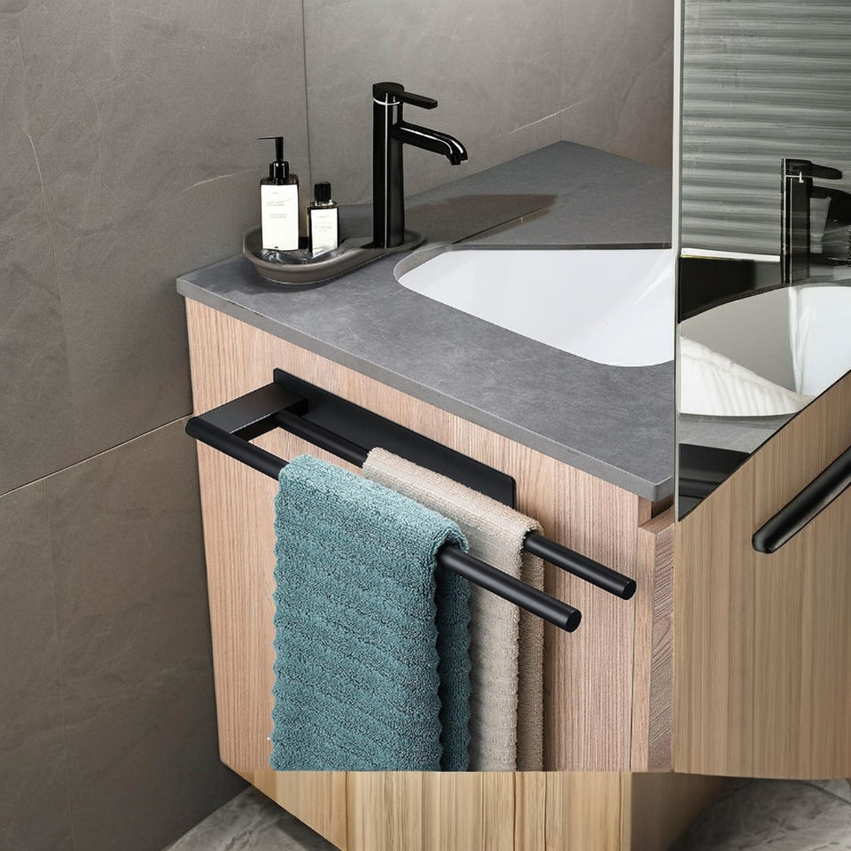 Self-Adhesive Stainless Steel Towel Holder for Home or Hotel Use