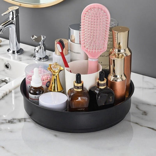 360° Rotating Stainless Steel Round Tray - Spice Organizer - Suitable for Cabinets, Countertops, Bathrooms, and Refrigerators