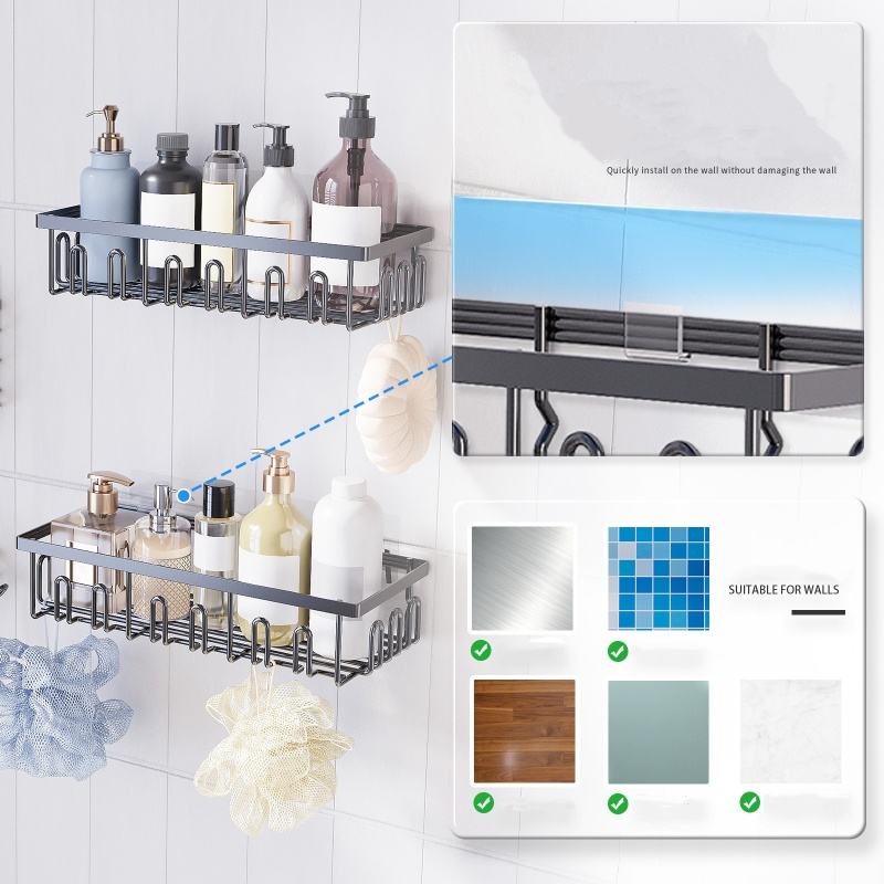 Modern Iron Wall-Mounted Bathroom Shelf for Kitchen Shower Home Use