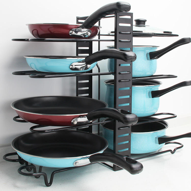 Adjustable Pot and Pan Organizer Stand for Kitchen Countertops