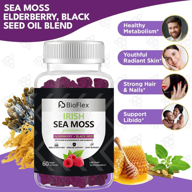 OEM Vegan Sea Moss Black Seed Oil Gummies with Herbal Extracts