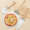 3-Piece Sustainable Stainless Steel Pizza Cutter Set with Wooden Handle