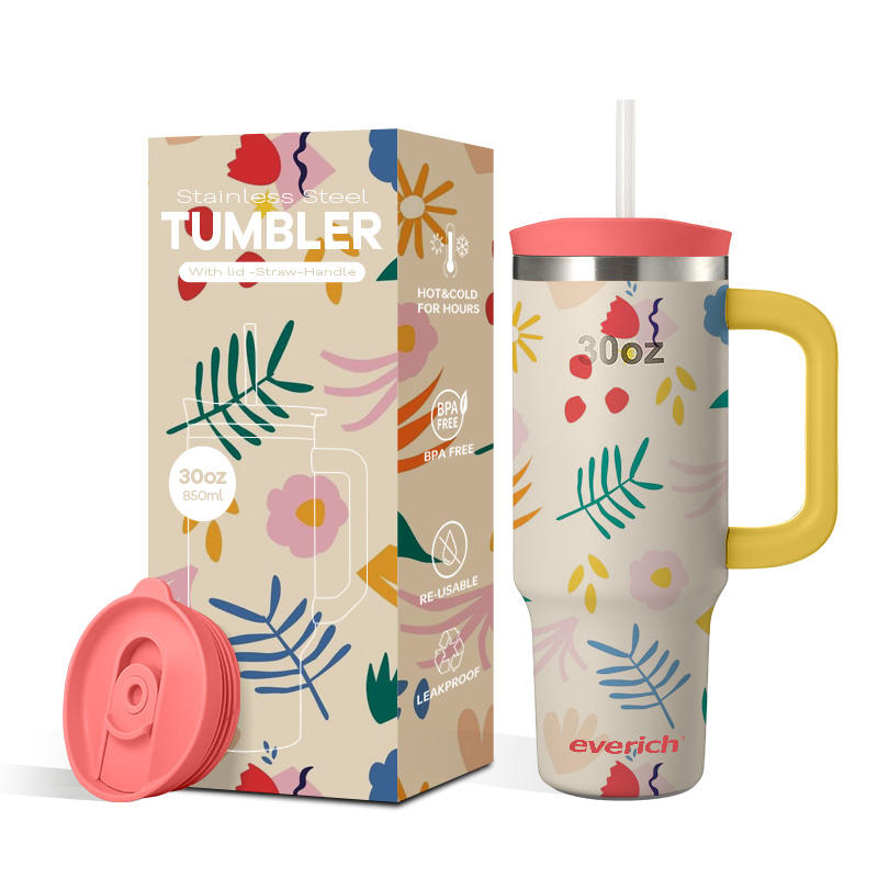 30oz Stainless Steel Mug with Double Sliding Leak-Proof Lid BPA-Free