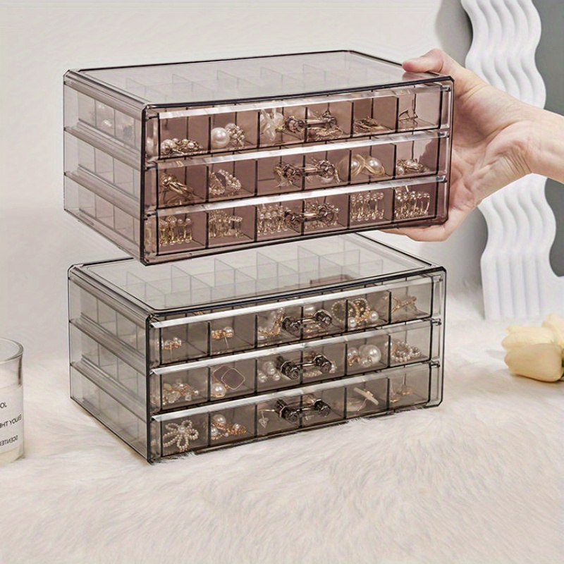 Modern Transparent Jewelry Storage Box with Drawers for Rings Earrings Necklaces Large Capacity Acrylic Organizer 72 Compartments