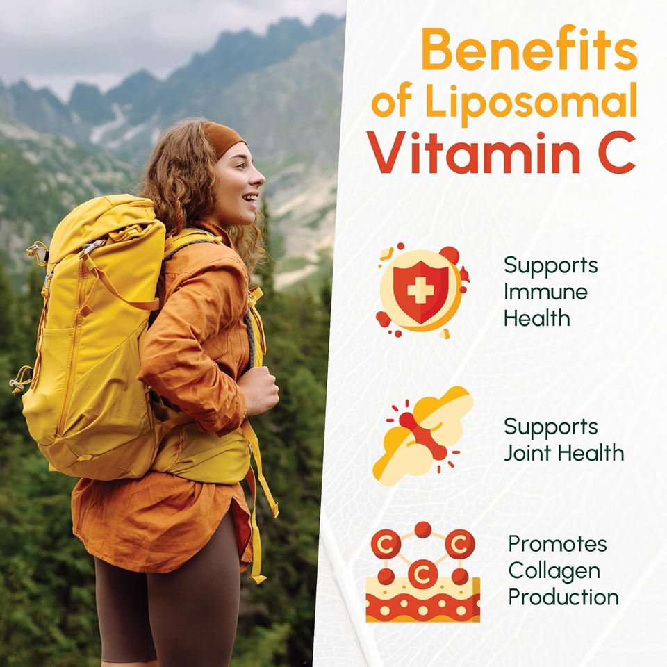 BioFlex Vegan Ascorbic Acid Vitamin C Capsules with Liposomal Complex for Immune and Joint Health Support