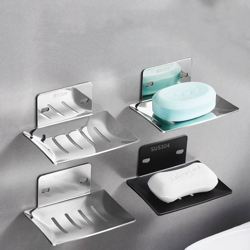 Modern White Stainless Steel Wall Shower Sponge Drain Rack Sink Shelf Bathroom Soap Dish Holder