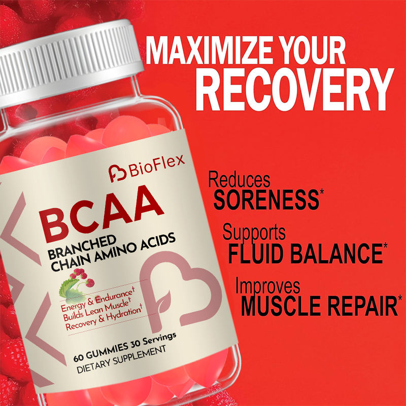 BioFlex China Manufacturer Logo Amino Acid BCAA Gummies 1000mg Muscle Regeneration Supplement