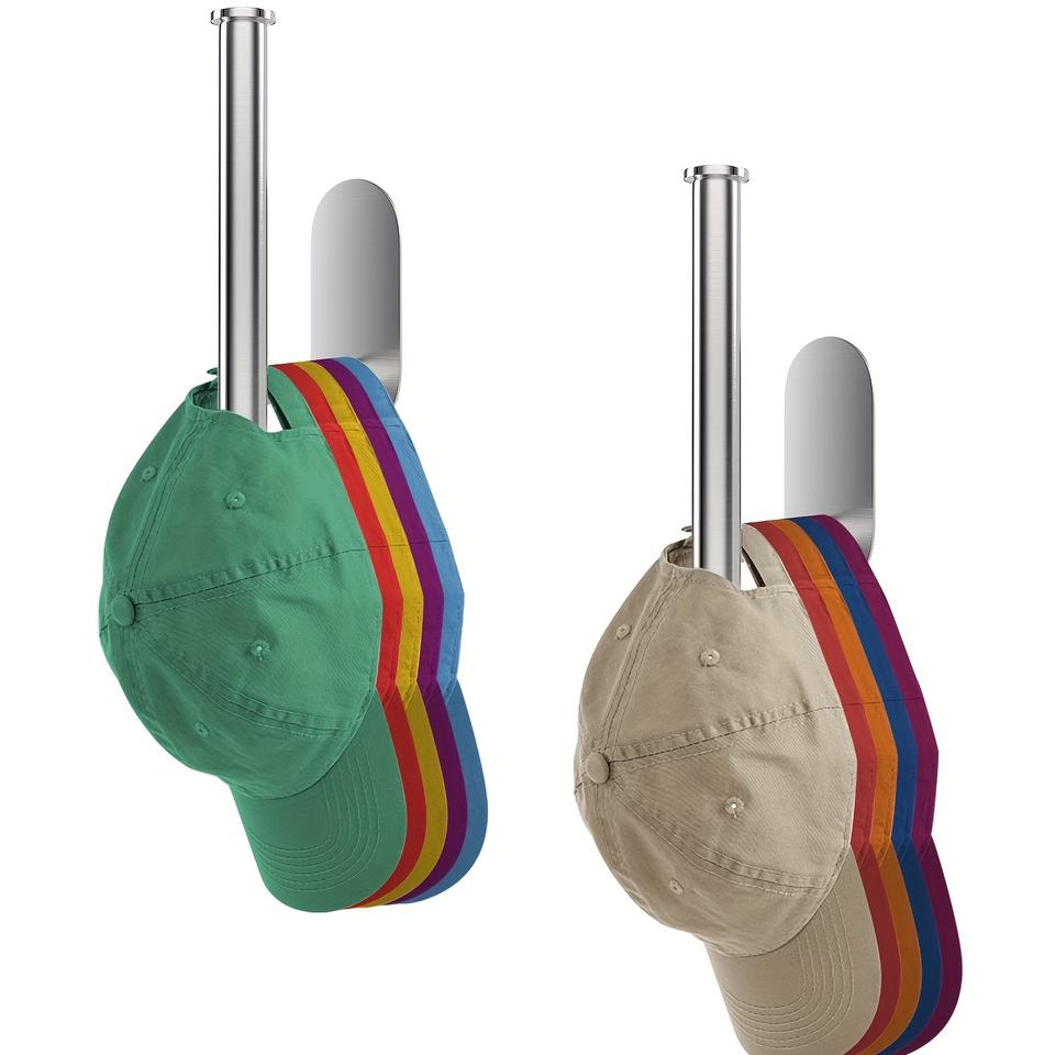 Stainless Steel 304 Wall-Mounted Baseball Cap Holder with Impact-Resistant Design for Door Bedroom Hut Shelf Baseball Storage