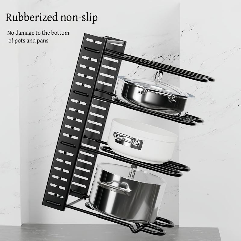 8 Tier Pot and Pan Organizer Rack with 3 DIY Methods, Adjustable Organizer for Pots, Pans, and Lids