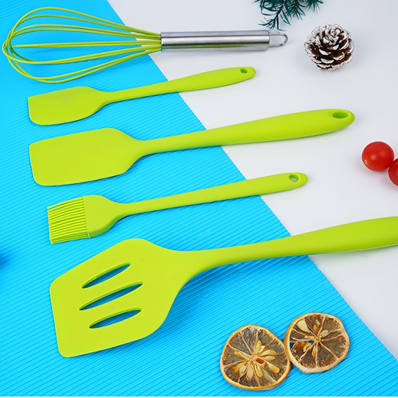 Environmentally Friendly Silicone Bakeware Set Multifunctional Scraper Spatula Oil Brush Egg Beater Cooking Spoon Utensil Set