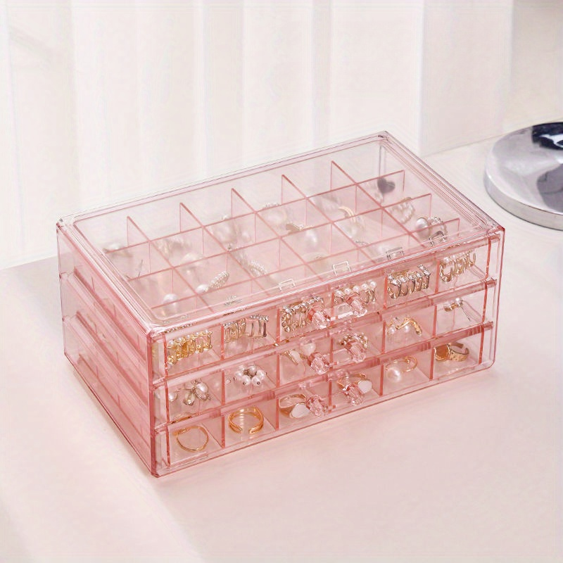 Modern Transparent Jewelry Storage Box with Drawers for Rings Earrings Necklaces Large Capacity Acrylic Organizer 72 Compartments