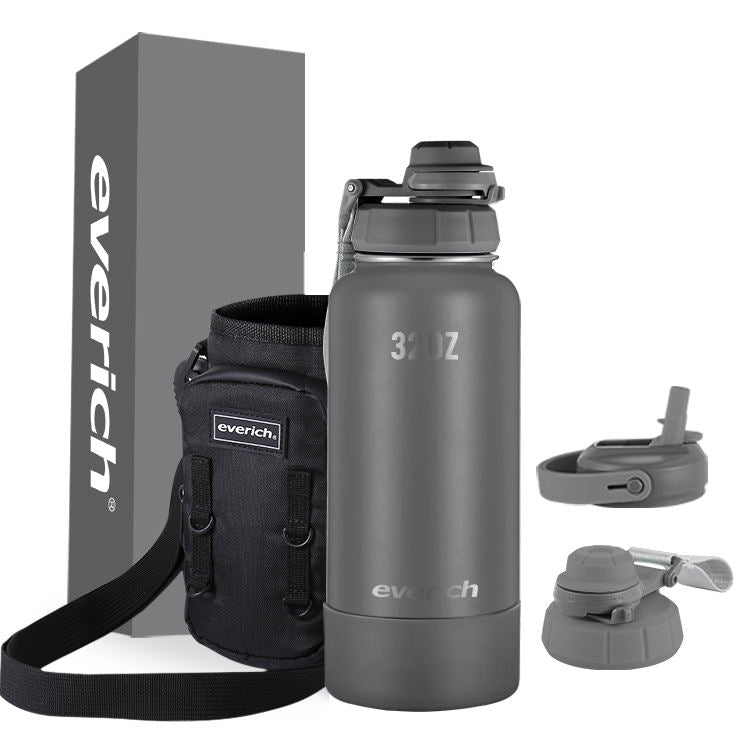 32oz 40oz Double-Walled Wide Mouth Stainless Steel Water Bottle with Straw Sports Bottle with Lid