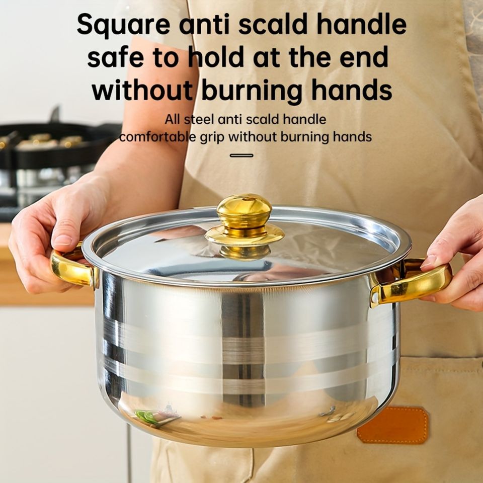 5-Piece Stainless Steel Non-Stick Cookware Set with Pot Pans Casserole Soup Pot Kitchen Utensils