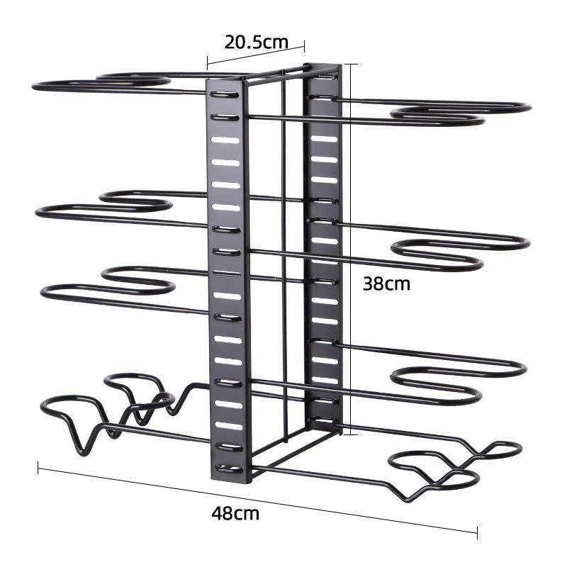 8 Tier Pot and Pan Organizer Rack with 3 DIY Methods, Adjustable Organizer for Pots, Pans, and Lids