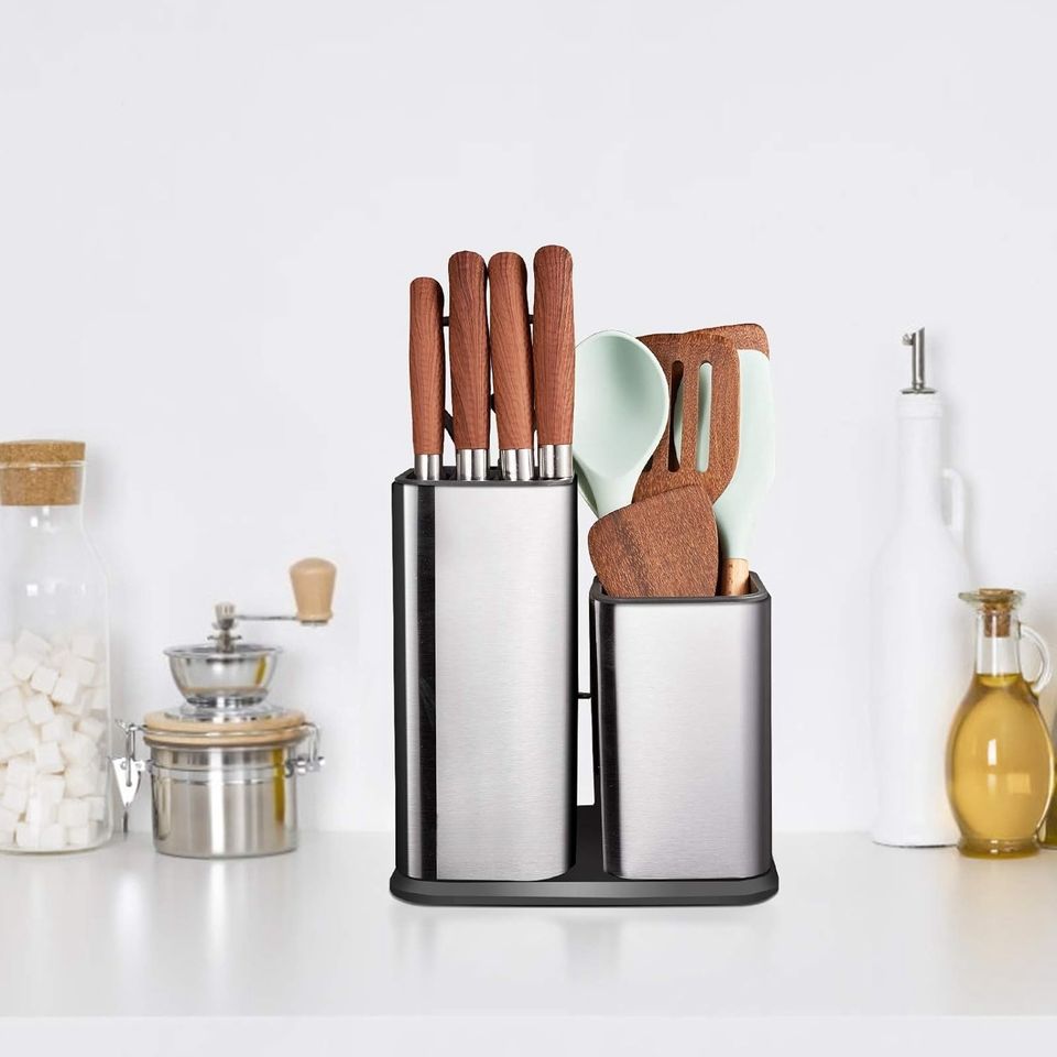 Modern Stainless Steel Utensil Holder Kitchen Knife Block