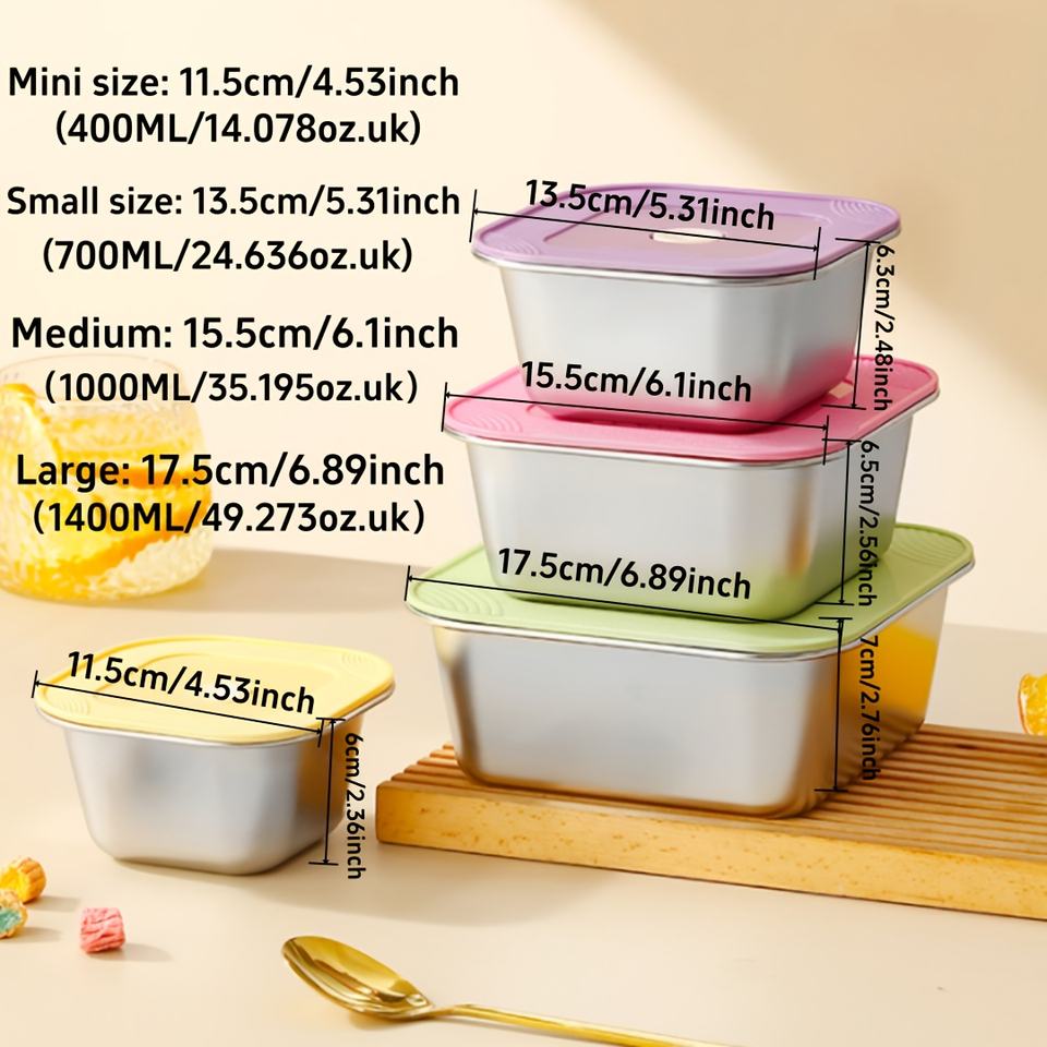 Double-Walled Stainless Steel Lunch Box Microwave-Safe Portable for Kids Students Office Workers Adjustable Storage Yogurt Ice Cream Cup