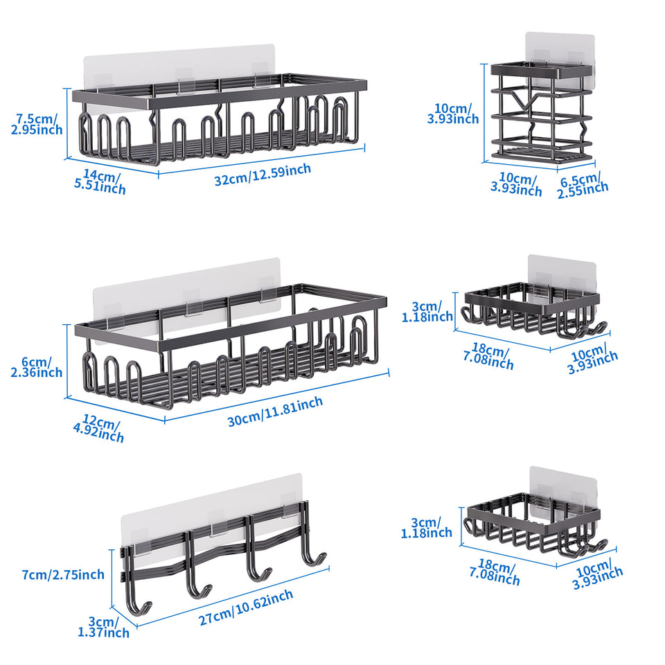 Modern Iron Wall-Mounted Bathroom Shelf for Kitchen Shower Home Use