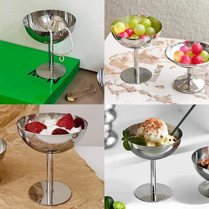 Stainless Steel Dessert Bowls with Sauce Dishes and Mini Yogurt Snack Cups