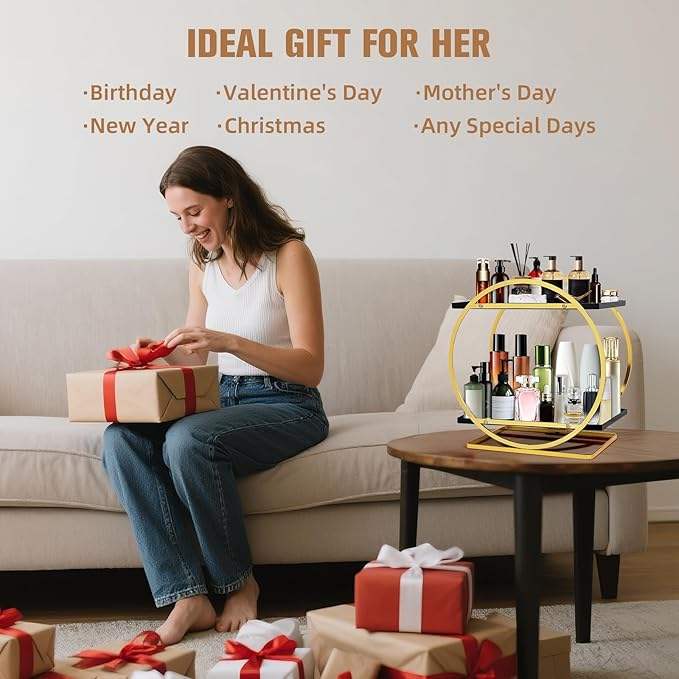 2 Tier Parfum Organizer for Dresser, Perfume Makeup Stand Organizer for Vanity, Cosmetic Ideal Gift for Perfume Enthusiasts