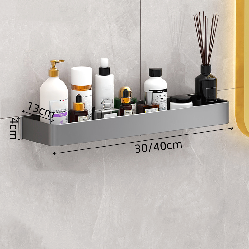 Modern Aluminum Bathroom Storage Shelf Drill-Free Wall Mount Single Layer Shower Caddy Sustainable Household Organizer