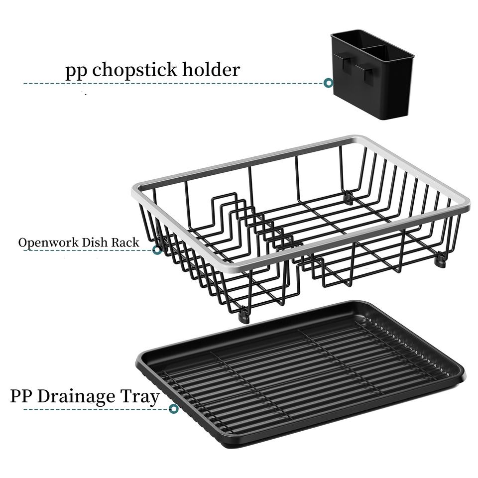 Modern 1-Tier Single Sink Rack Kitchen Bowl Draining Area