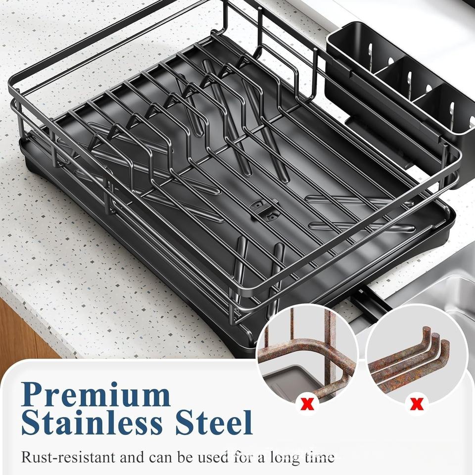 Kitchen Storage Rack, Dish Drainer, Large Sink Drainer Rack, Multifunctional Dish Storage Rack
