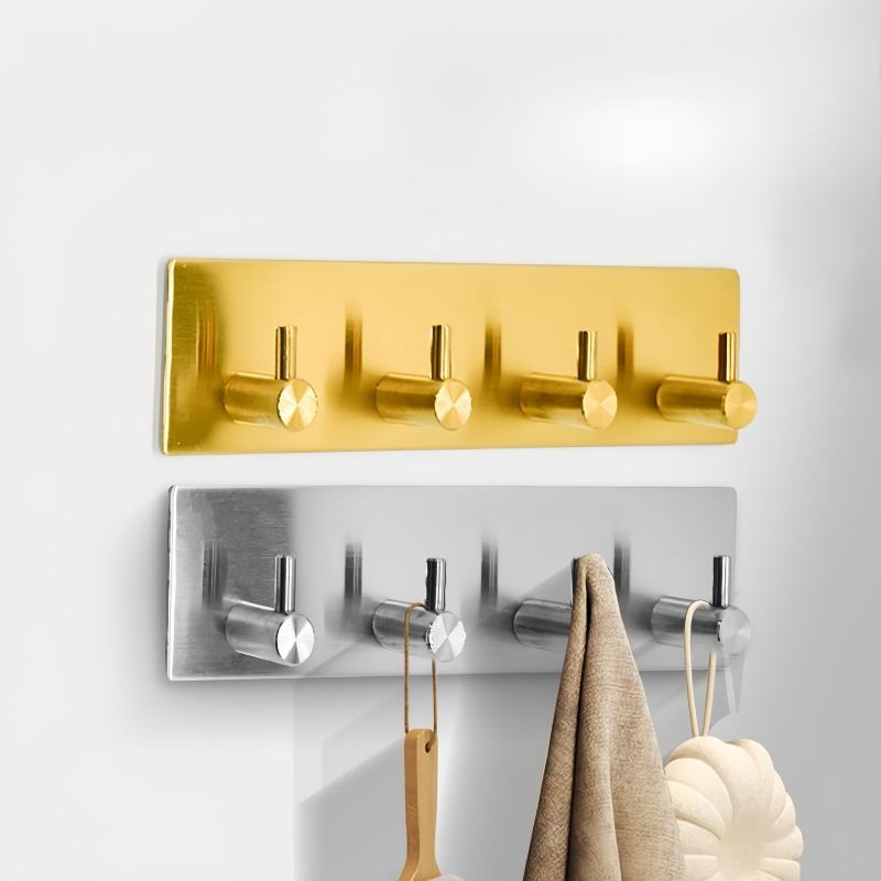 304 Stainless Steel Wall-mounted Key Holder with 4 Sturdy Hooks, Key Organizer