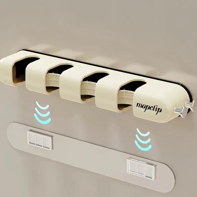 Space-Saving Wall Mop and Broom Holder - Easy to Install, No Drilling Required, Ideal for Bathrooms, Gardens, Garages